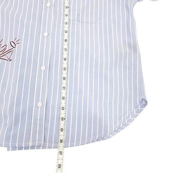 ZADIG & VOLTAIRE Tais Raye Tag Stripe Cotton Graphic Shirt S - Picture 8 of 9